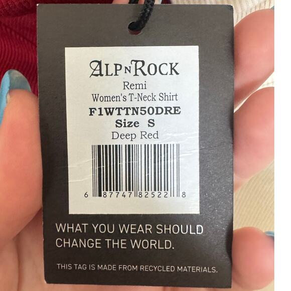 Alp N Rock NWT Remi Turtleneck Shirt Colorblock Ribbed Red Cream Size Small - Picture 9 of 11